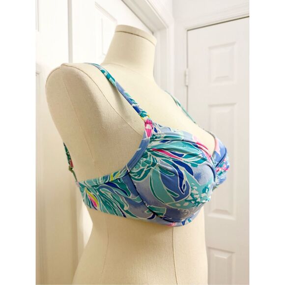 Lilly Pulitzer Bennet Blue Celestial Seas Blossom Underwire Bikini Top 10 - Picture 2 of 4